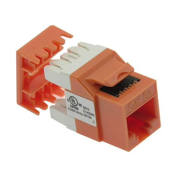 ACCL Cat.5E RJ45 110 Type 180° Keystone Jack Orange, 4 Pack