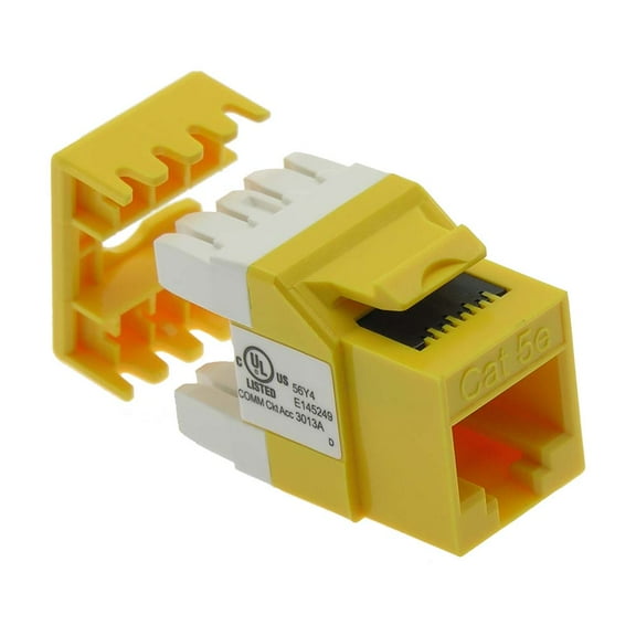 ACCL Cat.5E RJ45 110 Type 180Â° Keystone Jack Yellow, 1 Pack