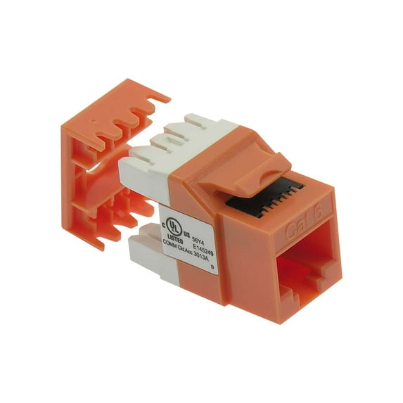 ACCL Cat.6 RJ45 110 Type 180° Keystone Jack Orange, 10 Pack