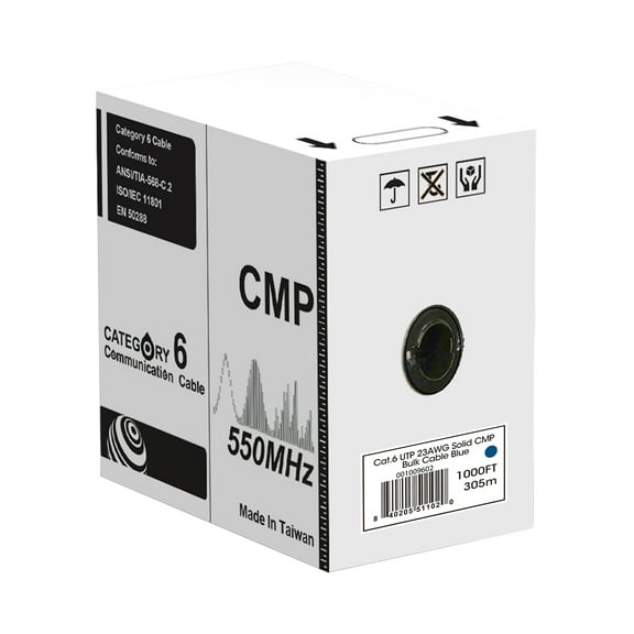 ACCL Cat.6 UTP 23AWG Solid CMP bulk cable(blue), 1000ft REELEX, 1 Pack