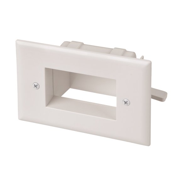 ACCL Easy Mount Recessed Low Voltage Cable Plate, White, 1 Pack