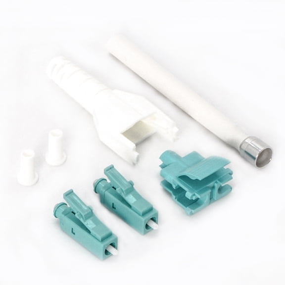 ACCL LC/UPC OM3 Multimode Duplex Uniboot Connector Aqua-White (10pack), 1 Pack