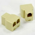 thumbnail image 1 of ACCL RJ12 1Jack/2Jack T adapter, Straight Beige, 3 Pack, 1 of 1