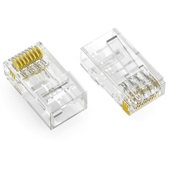 ACCL RJ45 Cat.6A UTP Feed Through Plug for Solid and Stranded 3-Prong 50 Micron 100pk, 1 Pack