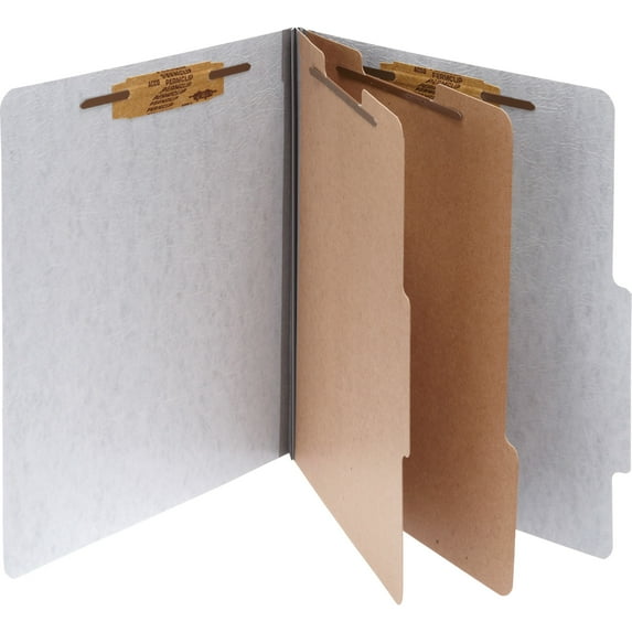 ACCO 20-Pt PRESSTEX Classification Folders, Letter, 6-Section, Gray, 10/Box