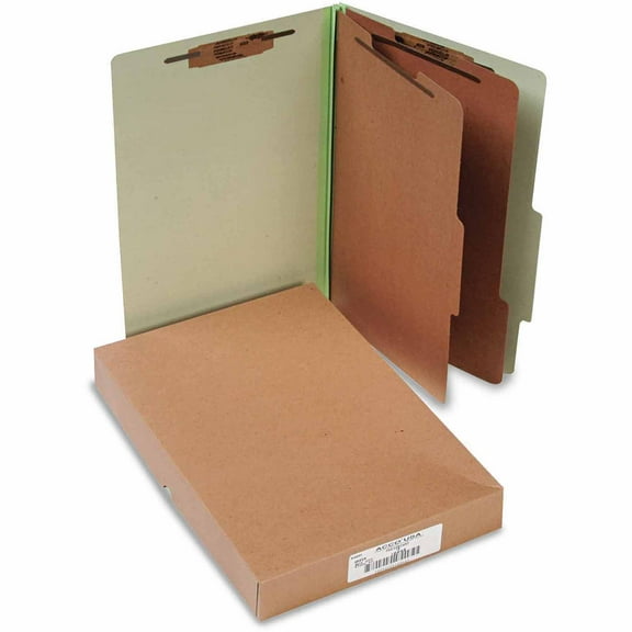 ACCO 25-Point Pressboard Classification Folders, Legal, 6-Section, Leaf Green, 10-Pack
