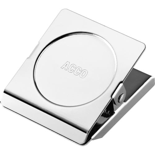 Acco Square Magnetic Clip Small - 1.5" Length - 0.88" Size Capacity - Magnetic, Rust Resistant - 1Each - Silver - Metal, Chrome