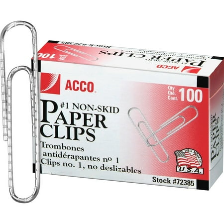 ACCO Economy #1 Paper Clips, Non-skid Finish, #1 Size 1-9/32", 100/Box, Pack of 10