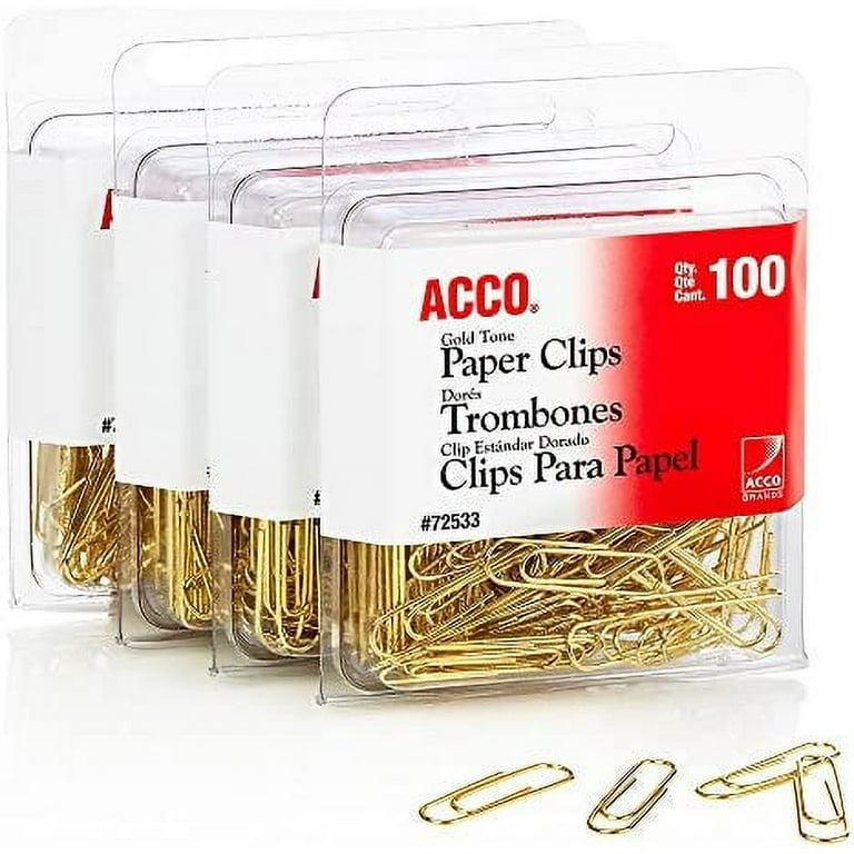 Gold Tone Paper Clips, #2, Smooth, Gold, 100/Box Gold Tone Paper Clips, #2, Smooth, Gold, 100/Box