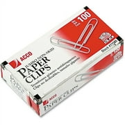 ACCO Nonskid Standard Paper Clips, Jumbo, Silver, 100/Box, 10 Boxes/Pack