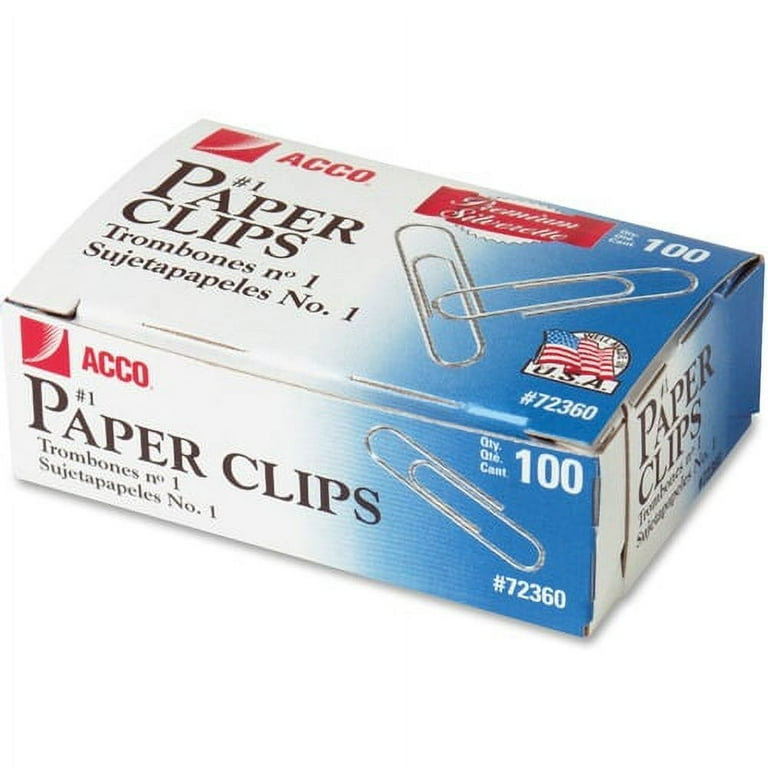 ACCO Premium Paper Clips - No. 1 - 10 Sheet Capacity - Galvanized, Corrosion Resistant - 10 / Pack - Silver - Metal, Zinc Plated ACCO Premium Paper Clips - No. 1 - 10 Sheet Capacity - Galvanized, Corrosion Resistant - 10 / Pack - Silver - Metal, Zinc Plated