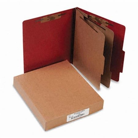 ACCO Pressboard 25-Pt Classification Folders, Letter, 6-Section, Earth Red, 10/Box