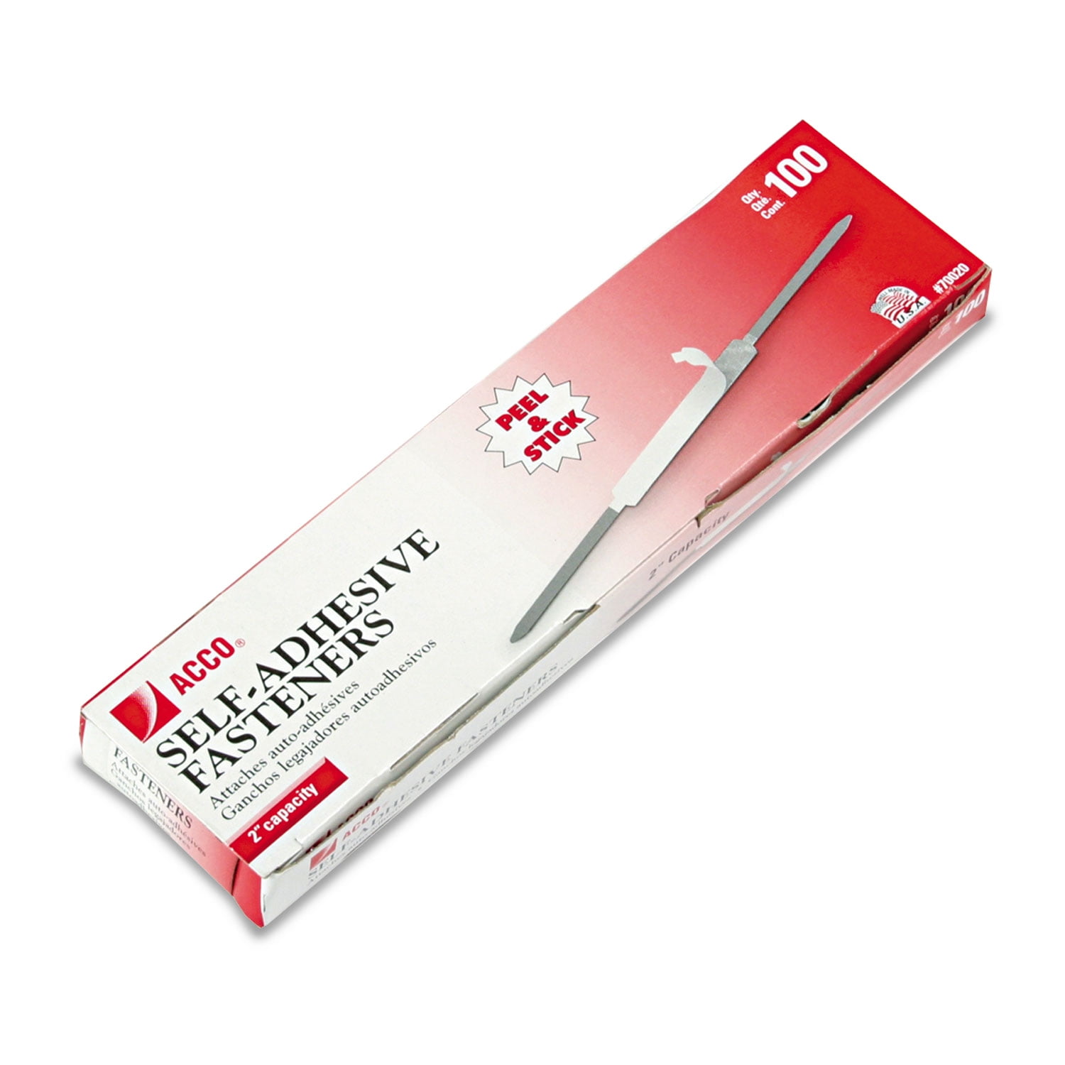 ACCO Self-Adhesive Paper File Fasteners, 2" Capacity, 100 Count