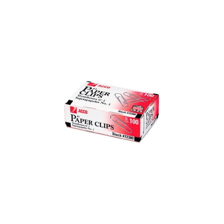 ACCO Smooth Economy Paper Clips, Steel Wire, No. 1, Silver, 100 Clips Per Box, 10 Boxes Per Pack
