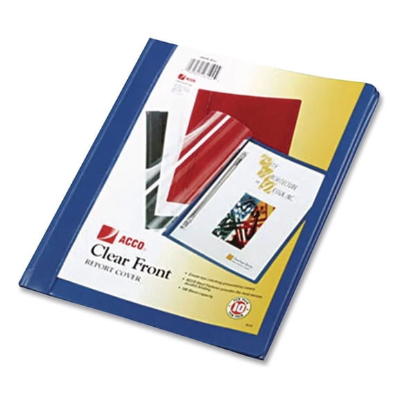 ACCO Vinyl Report Cover, Prong Clip, Letter, 1/2" Capacity, Clear Cover/Blue Back