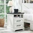 thumbnail image 1 of ACCOHOHO 18" Farmhouse Nightstand with Charging Station Wood End Table with 2 Drawers Storage Side Table Bedside Cabinet for Bedroom,Living Room,White, 1 of 9