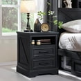thumbnail image 1 of ACCOHOHO 18" Farmhouse Nightstand with Charging Station, End Table with 2 Drawers Storage, Black, 1 of 9
