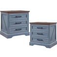 thumbnail image 1 of ACCOHOHO 3 Drawer Nightstand Set of 2 with Charging Station - Farmhouse End Tables, Rustic Side Tables for Bedroom & Living Room, Blue, 1 of 8