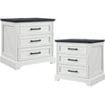 thumbnail image 1 of ACCOHOHO 3 Drawer Nightstand Set of 2 with Charging Station - Farmhouse End Tables, Rustic Side Tables for Bedroom & Living Room, White, 1 of 9