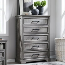 ACCOHOHO 5-Tier Storage Dressers, Wood Rustic Chest of Drawers for Bedroom Living Room, Grey