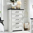 thumbnail image 1 of ACCOHOHO 5-Tier Storage Dressers, Wood Rustic Chest of Drawers for Bedroom Living Room,White, 1 of 6