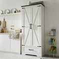 ACCOHOHO 72" Tall Farmhouse Kitchen Pantry with 2 Doors, Large Drawer