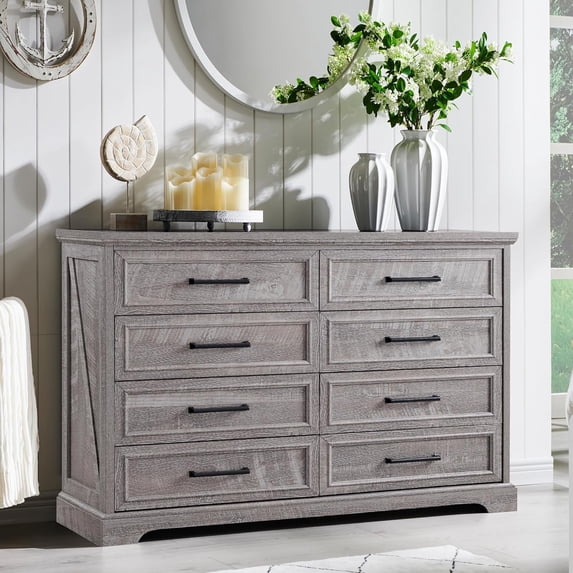 ACCOHOHO 8 Drawer Dressers Chests for Bedroom,52"Wide Rustic Wood Chest ...