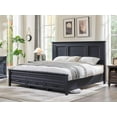 thumbnail image 1 of ACCOHOHO Farmhouse King Size Bed Frame with 52" Tall Full-Panel Headboard, Wood Platform Bedframe with Footboard and Storage Drawers, No Squeak, No Box Spring Needed, Antique Black, 1 of 6