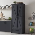 thumbnail image 1 of ACCOHOHO Pantry Cabinet, 72" Tall Farmhouse Storage Cabinet with Adjustable Shelves & 1 Drawer for for Kitchen, Dining Room, Black, 1 of 7