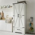 thumbnail image 1 of ACCOHOHO Pantry Cabinet, 72" Tall Farmhouse Storage Cabinet with Adjustable Shelves & 1 Drawer for for Kitchen, Dining Room, White, 1 of 7