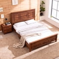 thumbnail image 1 of ACCOHOHO Farmhouse Queen Bed Frame, 1000 LBS Max with Bolt-on Rails & Center-Slat, 3 Drawer Storage, No Squeaks, No Box Spring Needed, King Size Bedroom Set & Camas，Brown, 1 of 5