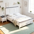 thumbnail image 1 of ACCOHOHO Farmhouse Queen Bed Frame, 1000 LBS Max with Bolt-on Rails & Center-Slat, 3 Drawer Storage, No Squeaks, No Box Spring Needed, King Size Bedroom Set & Camas，White, 1 of 5