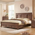 thumbnail image 1 of ACCOHOHO Rustic King Size Bed Frame with 52" Tall Full-Panel Headboard, Wood Platform Bedframe with Footboard and Storage Drawers, No Squeak, No Box Spring Needed, Brown, 1 of 7