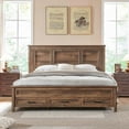 thumbnail image 1 of ACCOHOHO Rustic Queen Size Bed Frame with 52" Tall Full-Panel Headboard, Wood Platform Bedframe with Footboard and Storage Drawers, No Squeak, No Box Spring Needed, Light Brown, 1 of 8