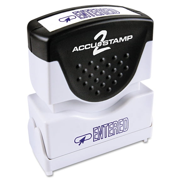 Accustamp2 Pre-Inked Message Stamp, ENTERED, 1/2" x 1-5/8" Impression, Blue Ink