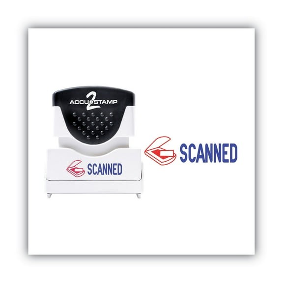 ACCUSTAMP2 Pre-Inked Shutter Stamp, Red/Blue, SCANNED, 1.63 x 0.5