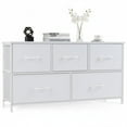 thumbnail image 1 of ACCVER 5-Drawer Fabric Dresser for Bedroom, Wood Top TV Stand, Closet and Chest, Clothes Storage Organizer, for Living Room, Apartment, White, 1 of 11