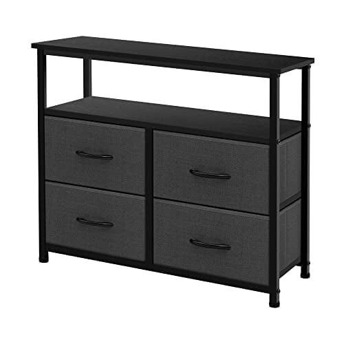 ACCVER Dresser for Bedroom TV Stand with Storage Entertainment Center Dresser with 4 Fabric Drawers with Open Storage Shelf for Bedroom Living Room Hallway