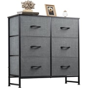 ACCVER Dresser for Bedroom 6 Storage Drawer, Fabric Closet Chests Organizer Tower with Wooden Top Metal Frame for Living Room Hallway Entryway