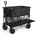 thumbnail image 1 of ACCVER Heavy Duty Collapsible Double Decker Wagon - 440LBS Capacity Utility Cart w/ All-Terrain Wheels, Drink Holders for Camping, Beach, Grocery, Sports (Foldable & Portable), Extra Large Black, 1 of 1