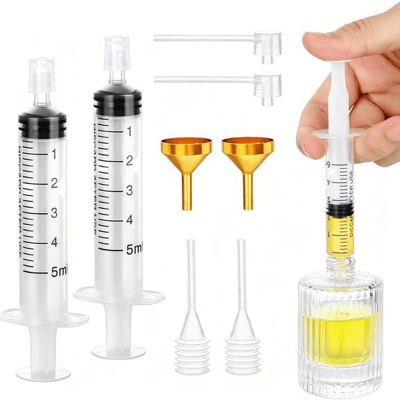 ACDANC 0.17Oz Perfume Refill Pump Tools,8Pcs Perfume Dispenser Transfer Tools Kit,Include 2 Funnel for Refill,2 Clear Pump and Dropper,5Ml Plastic Perfume Extractor Refill Tool for Cologne