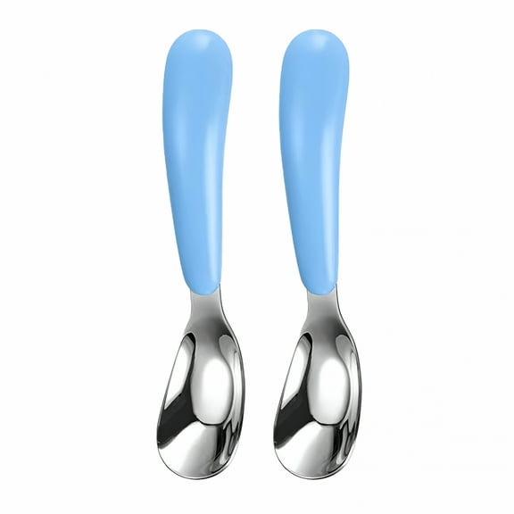 ACDANC 1/2Pc Toddler Spoons Baby Spoons for Self-Feeding, Stainless Steel Kids Spoons with Round Handle Metal Toddler Utensils Children'S Silverware Set, Dishwasher Safe Toddler Spoons