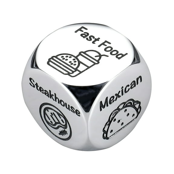 ACDANC 1/2Pcs Food Decision Dice - Stainless Steel Dinner Decider for Fast Food,Pizza,Sushi,Date Night Gift