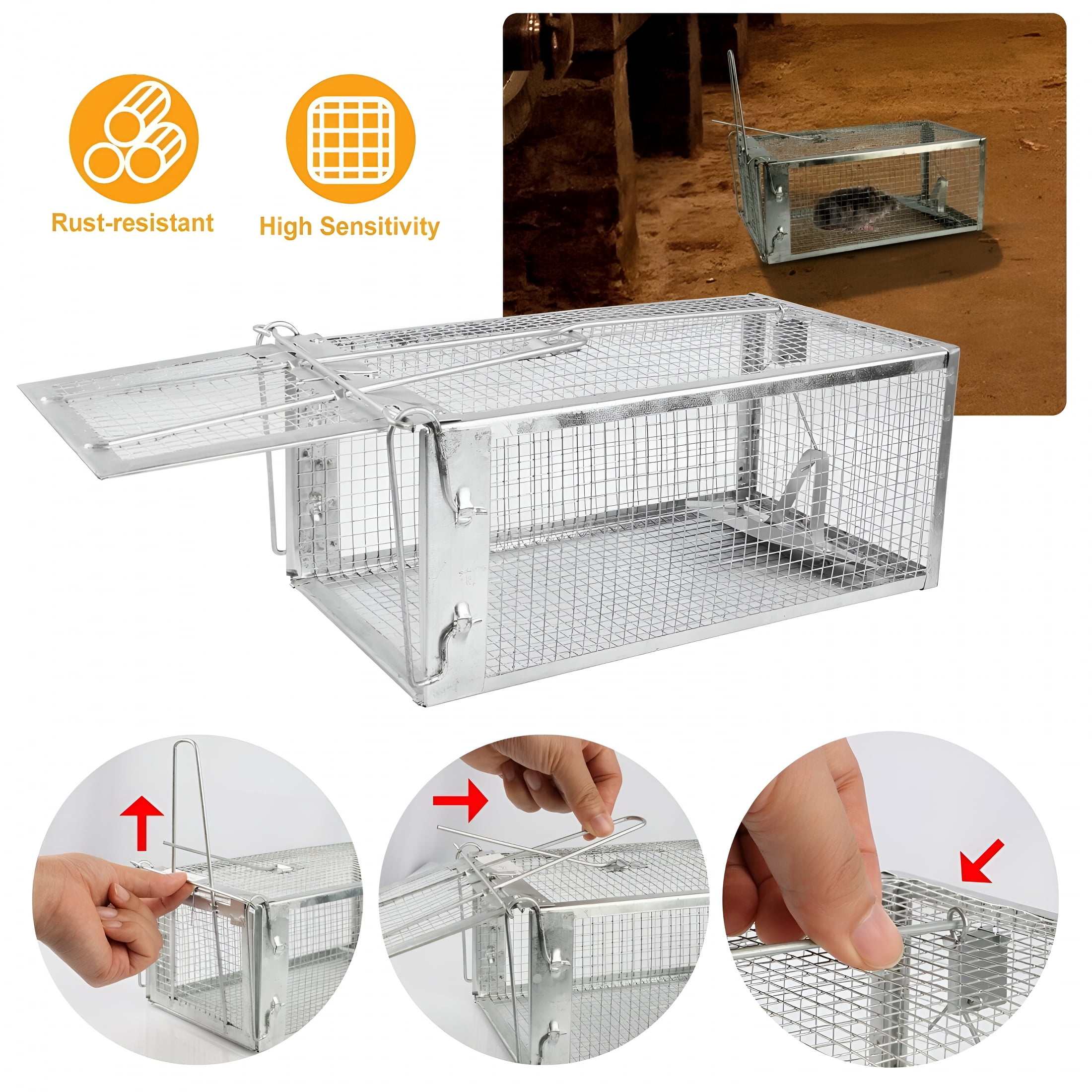 ACDANC 2026 New 1-Door Humane Catch and Release Live Animal Trap for Squirrel Chipmunk Rat Mice Rodent Animal for Backyard,Garden,Attic,Garage,Farm
