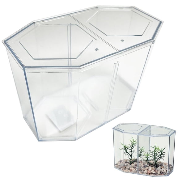 ACDANC 1 Dual Betta Hex Kit Tank Pet Aquatic Fishes Aquarium Habitat Office Home Decor