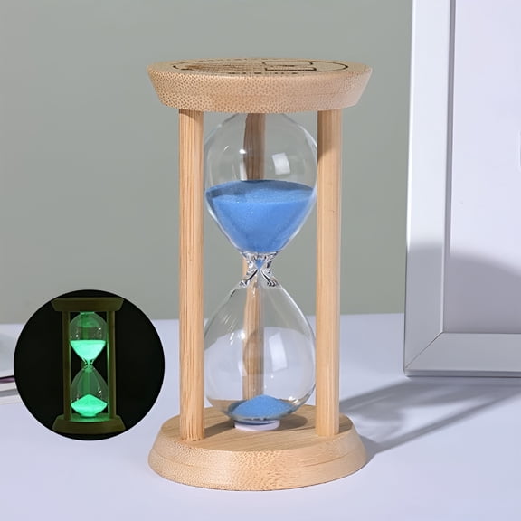 ACDANC 1 Min Sand Timer,Wooden Fluorescent Hourglass Timer,for Brushing Children's Teeth Cooking Game,Blue