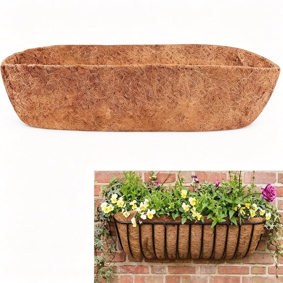 ACDANC 1 Pack Trough Coco Liner,Fiber Replacement for Planters,30Inch Half Moon Coconut Coir Planter for Window Box/Hanging Trough Planter,Garden Flower Vegetables Pot
