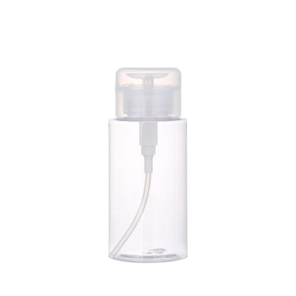 ACDANC 1 Pc 10 Oz Alcohol Pump Dispenser Bottles Alcohol Push Down Liquid Dispenser Empty Pumping Bottle Refillable Cosmetic Container for Personal,Salon,Nail Care(Clear Cap + Clear Bottle)