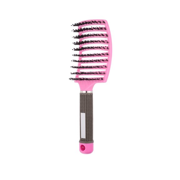 ACDANC 1 Pcs Brush for Curly Hair,Ergonomic Boar Bristle Brush,Gentle Detangling Soft Bristle Hair Brush,Dual Hanging Hooks Cepillos Para Cabello,Black