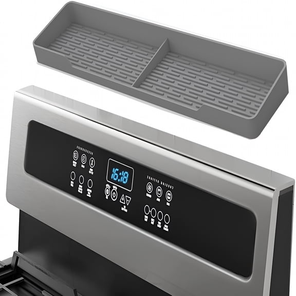 ACDANC 1 Pcs Kitchen Stove Top Shelf,2 Functional Partitions for Kitchen Storage,Magnetic Silicone Oven Shelf Space-Saving Over Stove Shelf Dishwasher Safe Spice Storage Rack Organizer,Gray